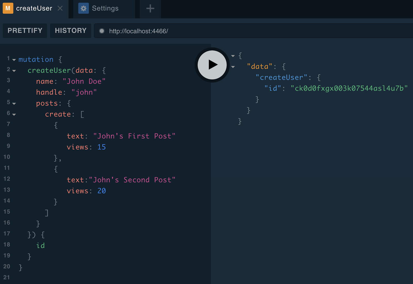Create user John with two postings Create user John with two postings